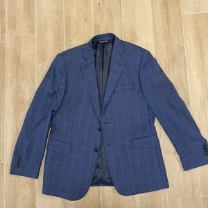 Ermenegildo Zegna Blue Plaid Suit 40S Slim Fit